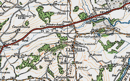 Old map of Llanfilo in 1919