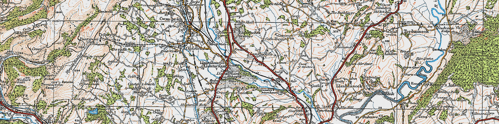 Old map of Llanfrechfa in 1919