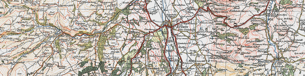 Old map of Llanfwrog in 1924