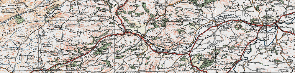 Old map of Llanfyllin in 1921