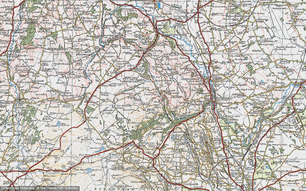 Old Map of Llanfynydd, 1924 in 1924