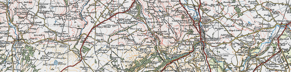 Old map of Llanfynydd in 1924
