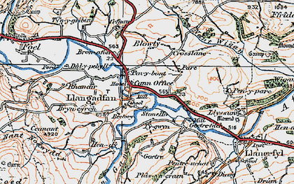 Old map of Llangadfan in 1921