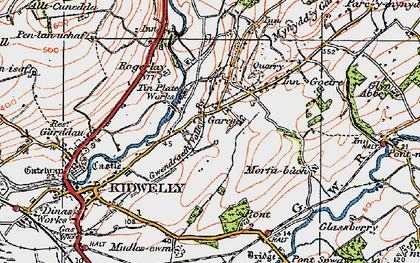 Old map of Llangadog in 1923