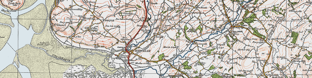 Old map of Llangadog in 1923