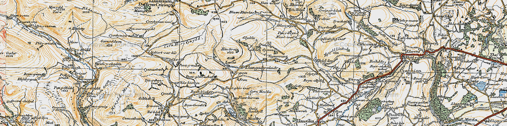Old map of Llangadwaladr in 1921