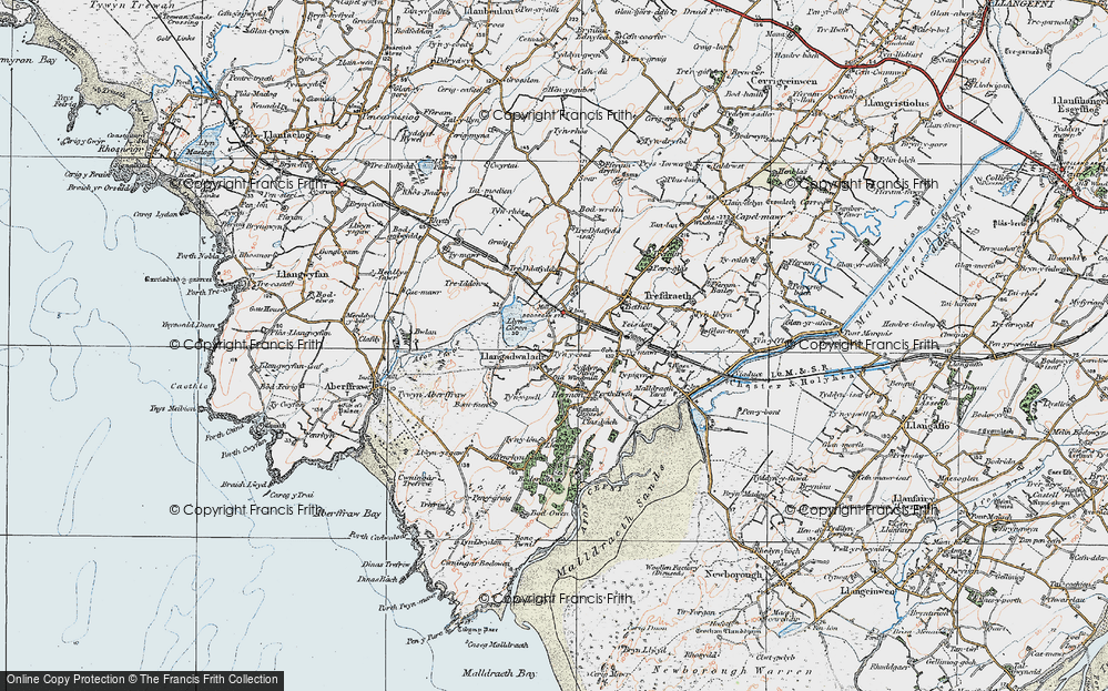 Old Map of Llangadwaladr, 1922 in 1922