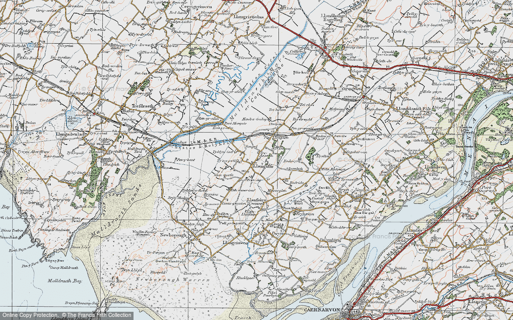 Old Map of Historic Map covering Bengyl in 1922