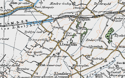 Old map of Llangaffo in 1922