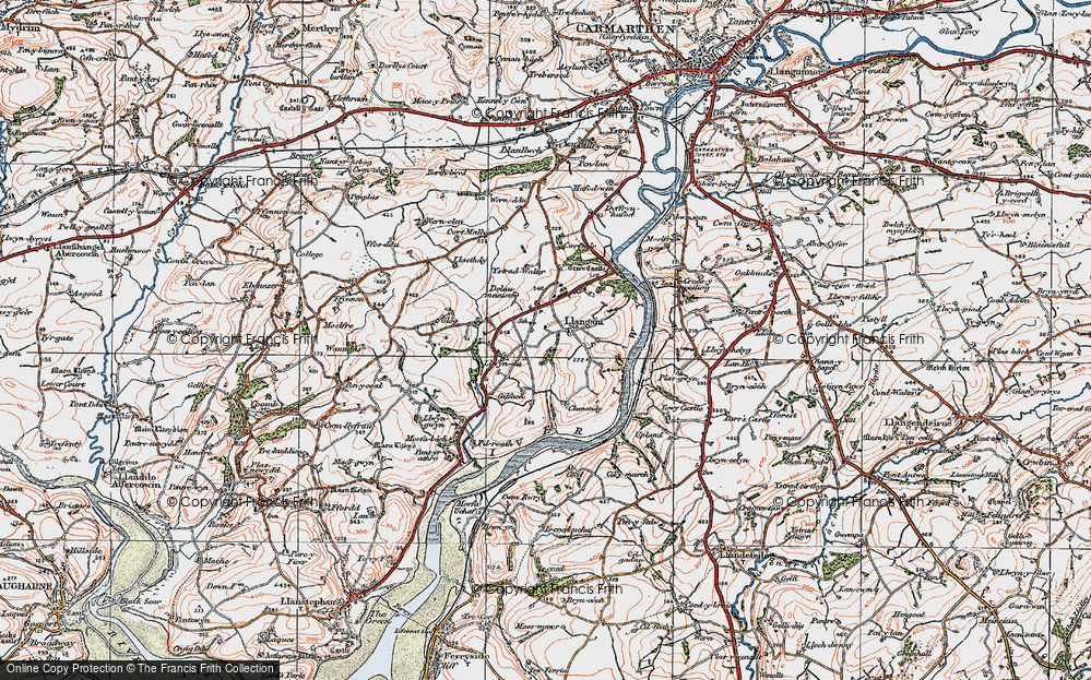 Old Map of Historic Map covering Ystradwalter in 1923