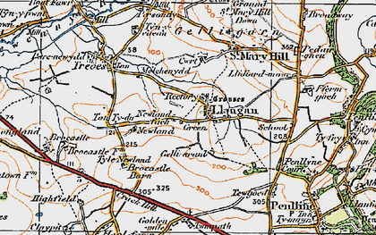 Old map of Llangan in 1922