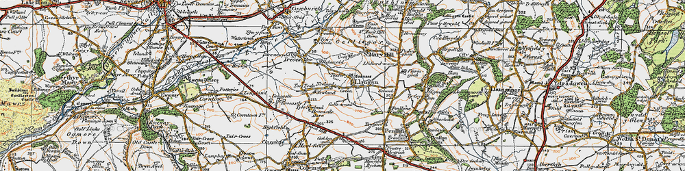 Old map of Llangan in 1922