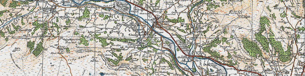 Old map of Llangattock in 1919
