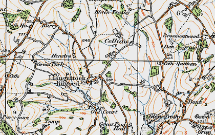Old map of Llangattock Lingoed in 1919