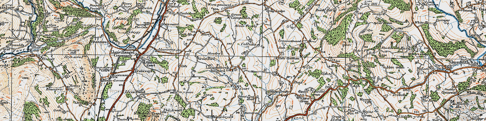 Old map of Llangattock Lingoed in 1919