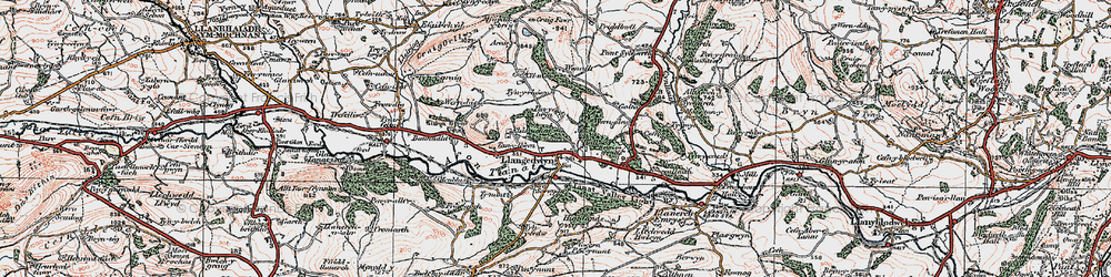 Old map of Llangedwyn in 1921