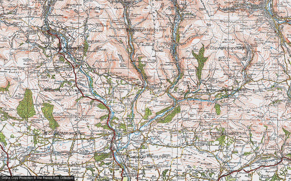 Old Map of Historic Map covering Blaenclydwyn in 1922