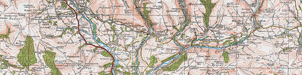 Old map of Llangeinor in 1922