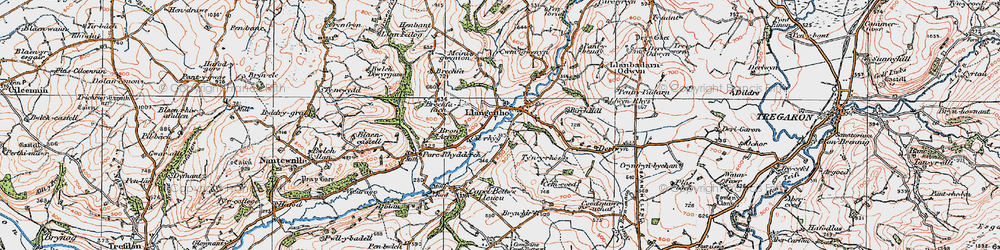 Old map of Brechfa Fawr in 1923