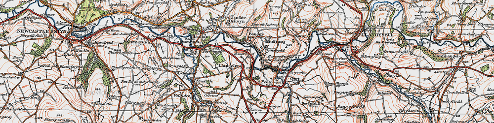 Old map of Llangeler in 1923