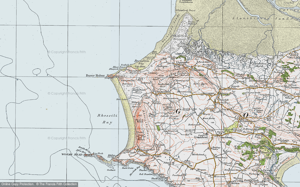 Old Map of Historic Map covering White Moor in 1923