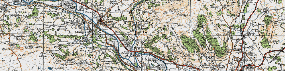 Old map of Cwrt y Gollen in 1919