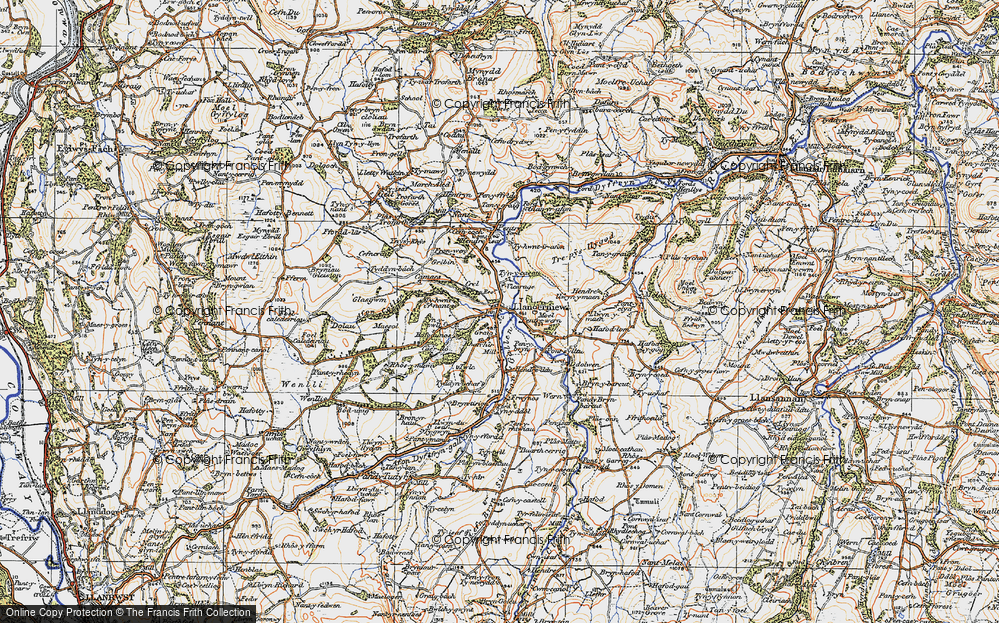 Old Map of Historic Map covering Bryn-Ynyr in 1922
