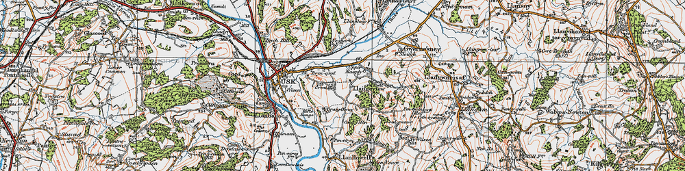 Old map of Llangeview in 1919