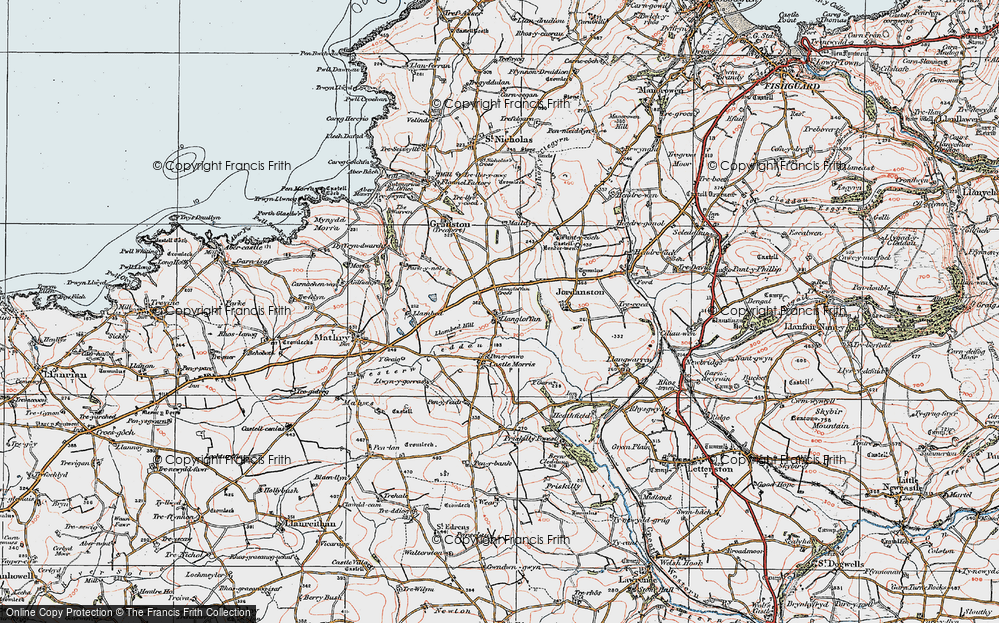 Old Map of Historic Map covering Llangloffan Cross in 1922