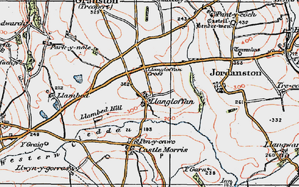 Old map of Llangloffan Cross in 1922