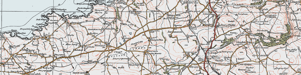 Old map of Llangloffan in 1922