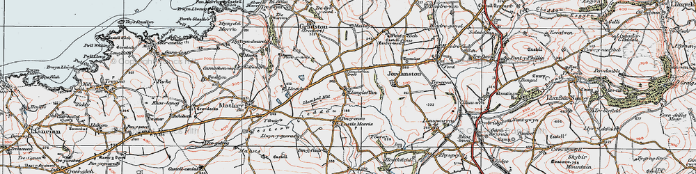 Old map of Llangloffan Cross in 1922