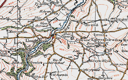 Old map of Afon Tigen in 1922