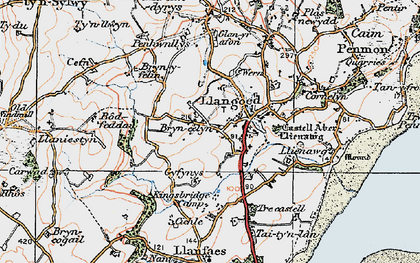 Old map of Llangoed in 1922