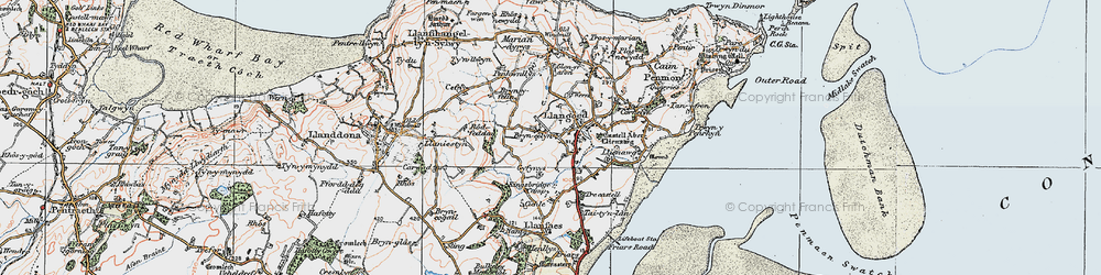 Old map of Llangoed in 1922