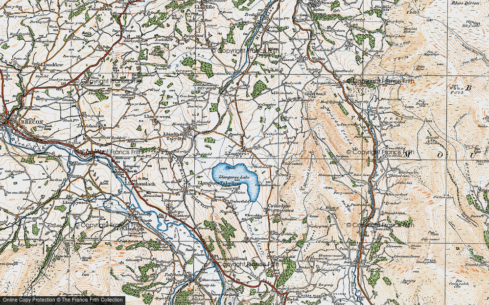Old Map of Llangors, 1919 in 1919