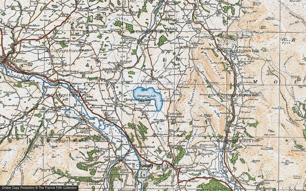 Old Map of Llangorse Lake, 1919 in 1919