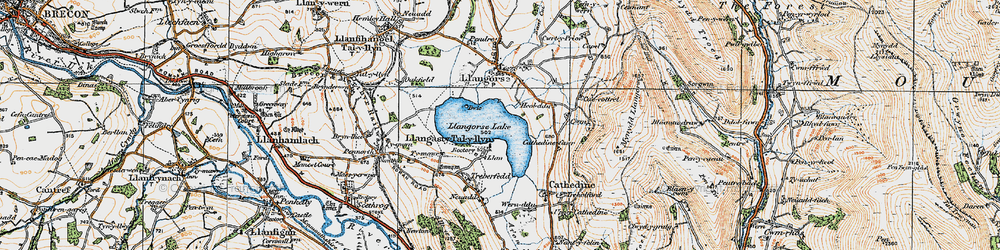 Old map of Llangorse Lake in 1919