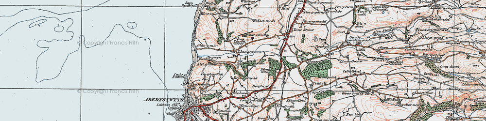 Old map of Llangorwen in 1922