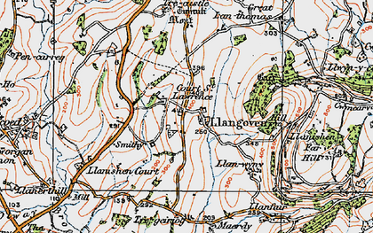 Old map of Llangovan in 1919