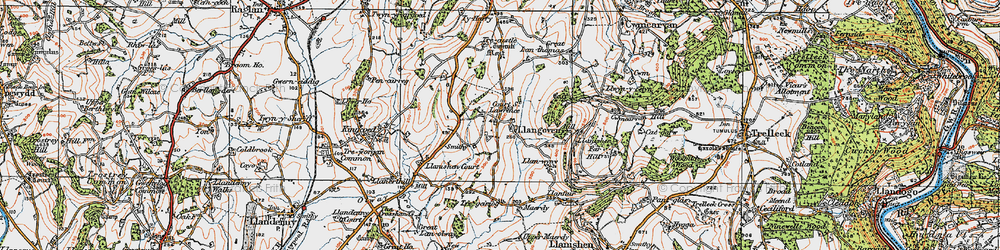 Old map of Llangovan in 1919