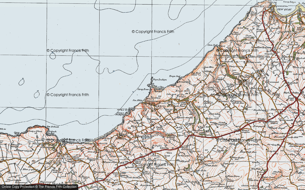 Old Map of Llangrannog, 1923 in 1923