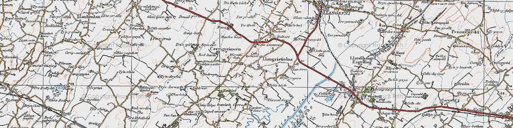 Old map of Afon Cefni in 1922