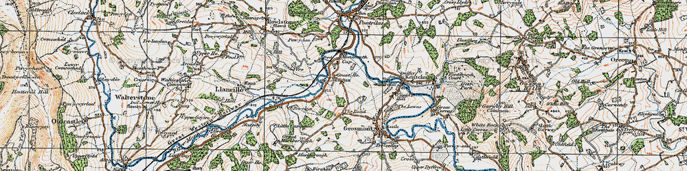 Old map of Llangua in 1919