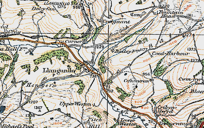 Old map of Llangunllo in 1920