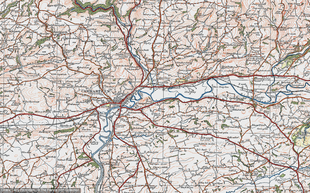 Old Map of Llangunnor, 1923 in 1923