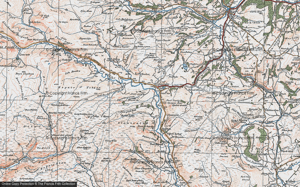 Old Map of Llangurig, 1922 in 1922