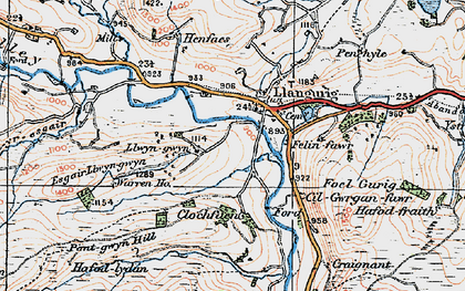 Old map of Llangurig in 1922
