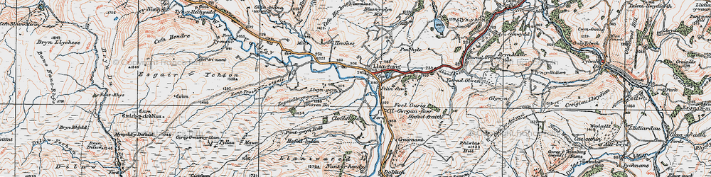 Old map of Llangurig in 1922