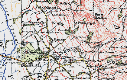 Old map of Llangwyfan in 1924